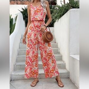 Floral jump suit